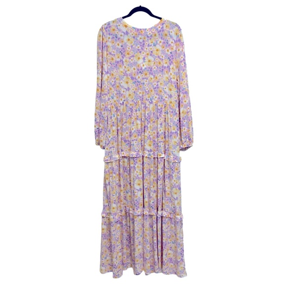 Eloquii Pastel Floral Tiered Long Sleeve Maxi Dress NWT - Picture 6 of 10